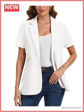 Short Sleeve Blazer Business Casual Work Suit Jacket Women's